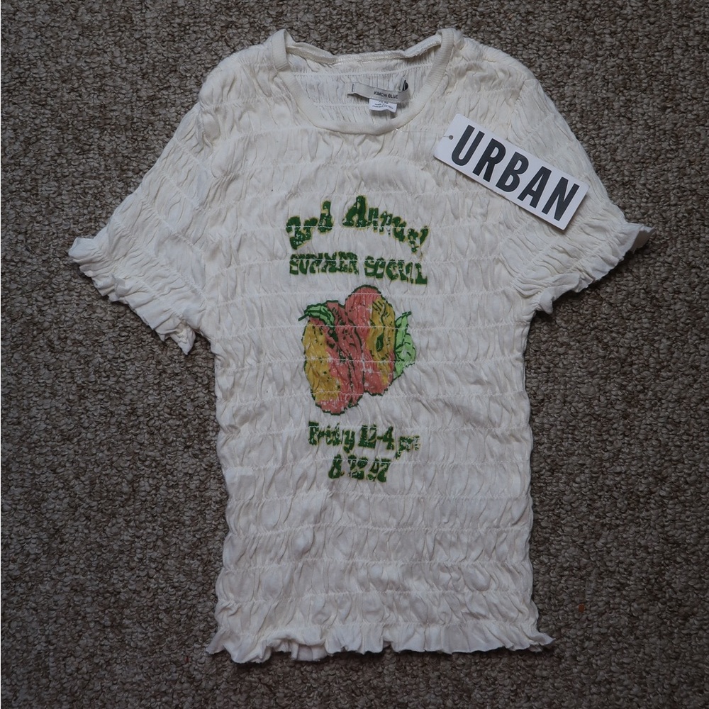 Urban Outfitter UO Shay Peaches Smocked T-Shirt